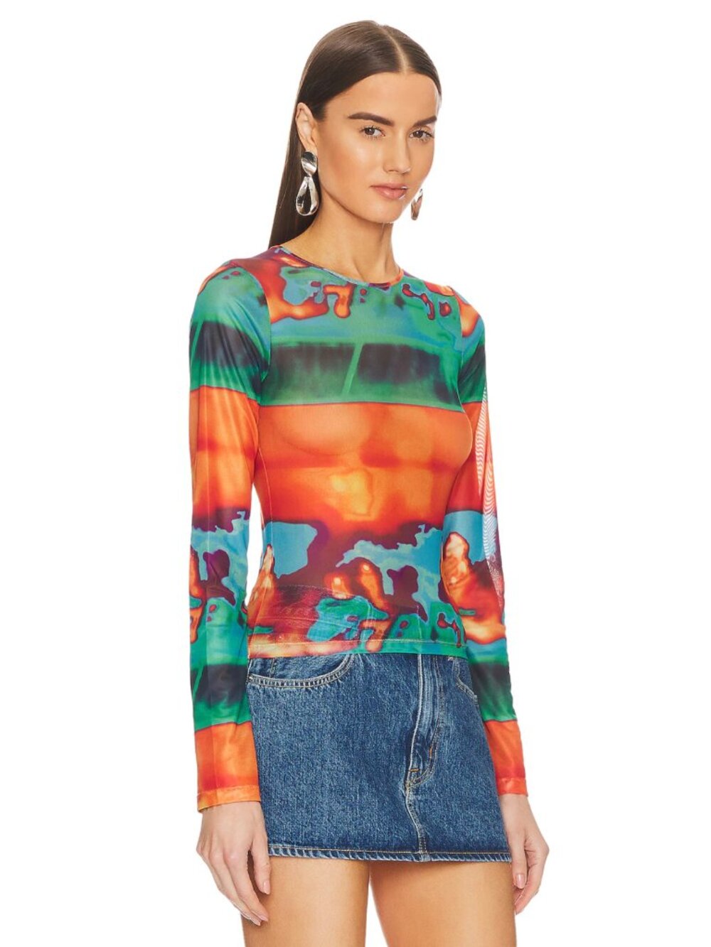 MIAOU Long Sleeve Mesh Tee S $129 - Picture 8 of 8